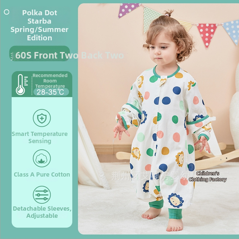 Kūdikio miego maišas iš marle su atskirtomis kojomis, visiems metų laikams, antibakterinis, drėgmę šalinantis, su nuimamomis rankovėmis