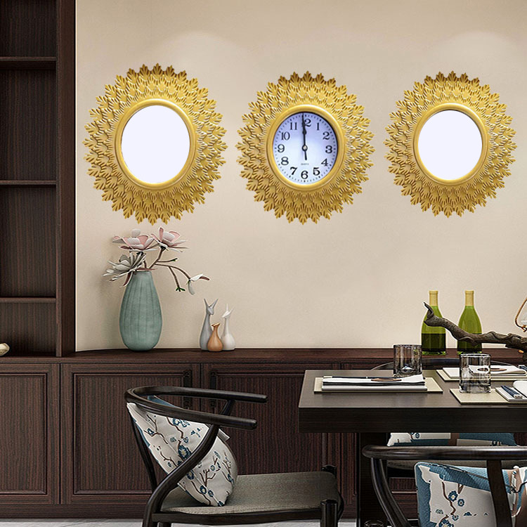 Zidni sat s kvarcnim pogonom Jun Xin (model 503A), kružni dizajn s trostranim ogledalom, PVC brojčanik, Plexiglass ogledalo, svjetsko vrijeme s 24-satnim indikatorom