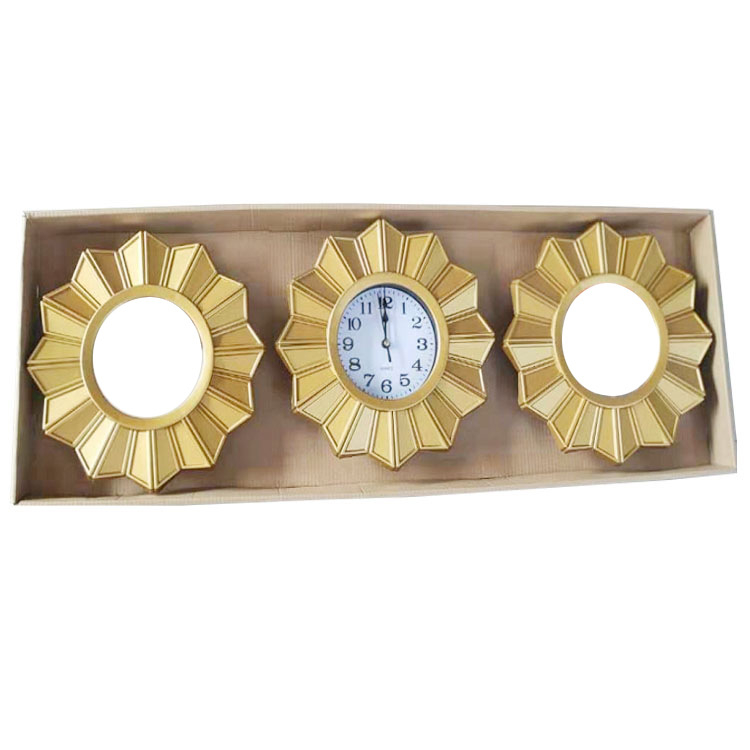 Zidni sat s kvarcnim pogonom Jun Xin (model 503A), kružni dizajn s trostranim ogledalom, PVC brojčanik, Plexiglass ogledalo, svjetsko vrijeme s 24-satnim indikatorom