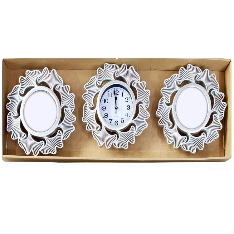 Zidni sat s kvarcnim pogonom Jun Xin (model 503A), kružni dizajn s trostranim ogledalom, PVC brojčanik, Plexiglass ogledalo, svjetsko vrijeme s 24-satnim indikatorom
