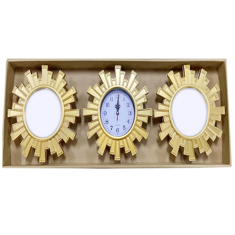 Zidni sat s kvarcnim pogonom Jun Xin (model 503A), kružni dizajn s trostranim ogledalom, PVC brojčanik, Plexiglass ogledalo, svjetsko vrijeme s 24-satnim indikatorom