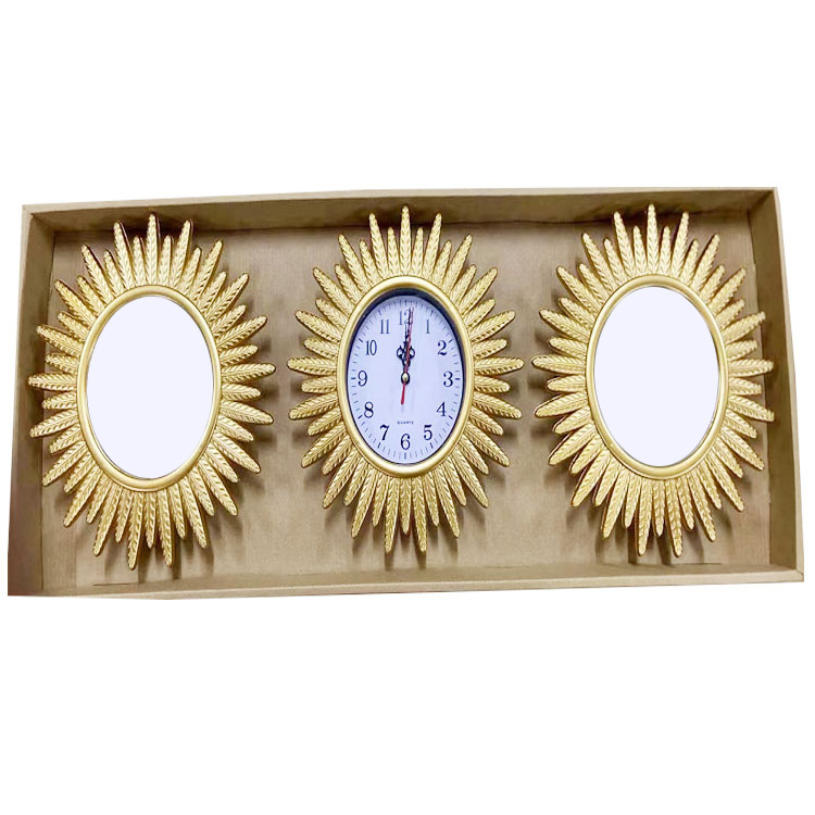 Zidni sat s kvarcnim pogonom Jun Xin (model 503A), kružni dizajn s trostranim ogledalom, PVC brojčanik, Plexiglass ogledalo, svjetsko vrijeme s 24-satnim indikatorom