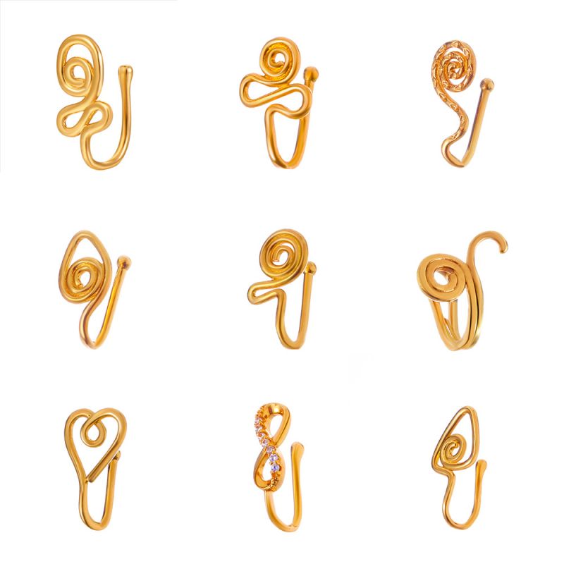 U-oblik nosni klips s cirkonima kamenima, bakar, ženski euro-američki stil