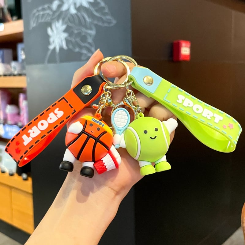 Korvpalli võtmehoidja, silikoon PVC materjal, karikatuuri stiil, eraldi pakendatud