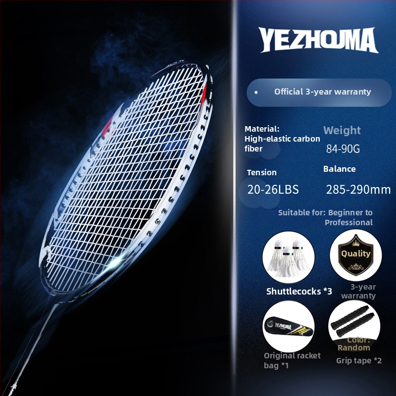 Set reketa za badminton s karbonskim okvirom i najlonskim žicama, za odrasle, singlove i parove, srednja čvrstoća