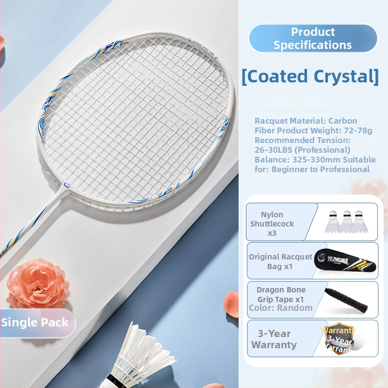 Set reketa za badminton s karbonskim okvirom i najlonskim žicama, za odrasle, singlove i parove, srednja čvrstoća