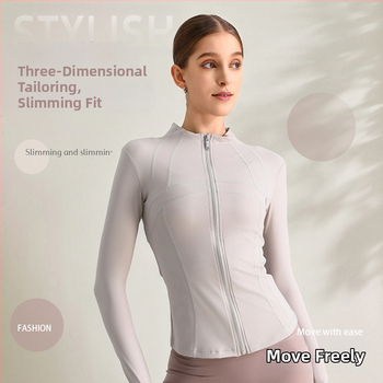 Ženska joga jakna, dugi rukav, široki kroj, materijal nylon/spandeks 80/20, odvodi vlagu