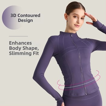 Ženska joga jakna, dugi rukav, široki kroj, materijal nylon/spandeks 80/20, odvodi vlagu