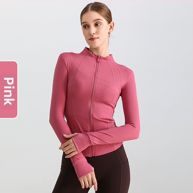 Ženska joga jakna, dugi rukav, široki kroj, materijal nylon/spandeks 80/20, odvodi vlagu