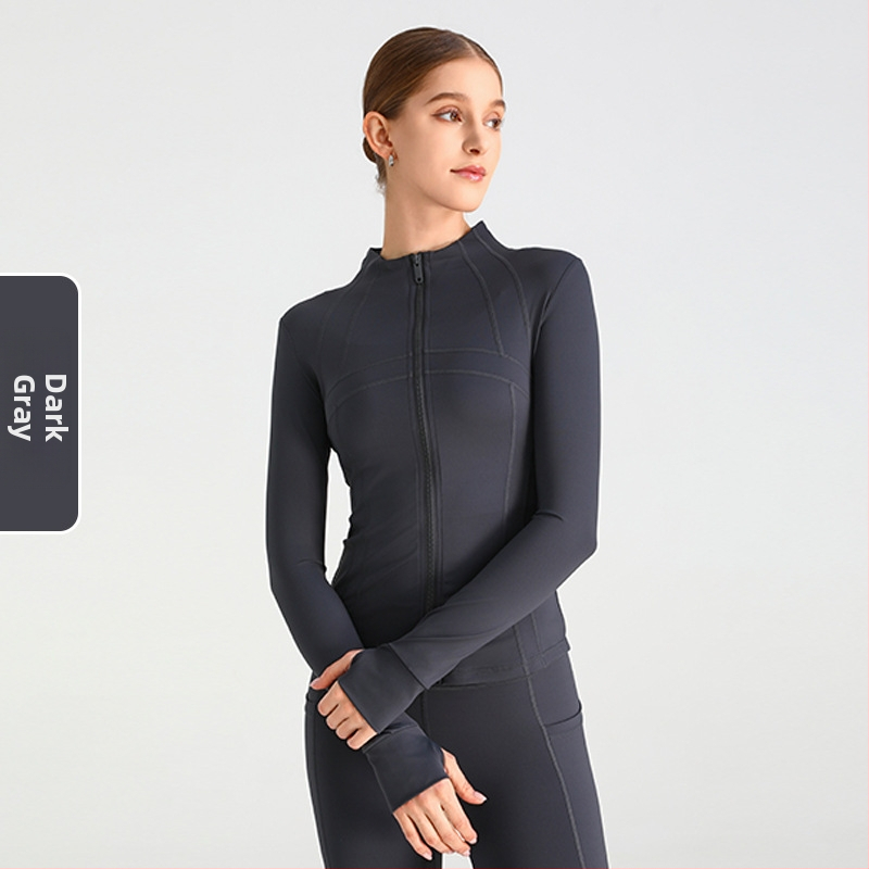 Ženska joga jakna, dugi rukav, široki kroj, materijal nylon/spandeks 80/20, odvodi vlagu