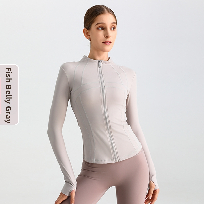 Ženska joga jakna, dugi rukav, široki kroj, materijal nylon/spandeks 80/20, odvodi vlagu