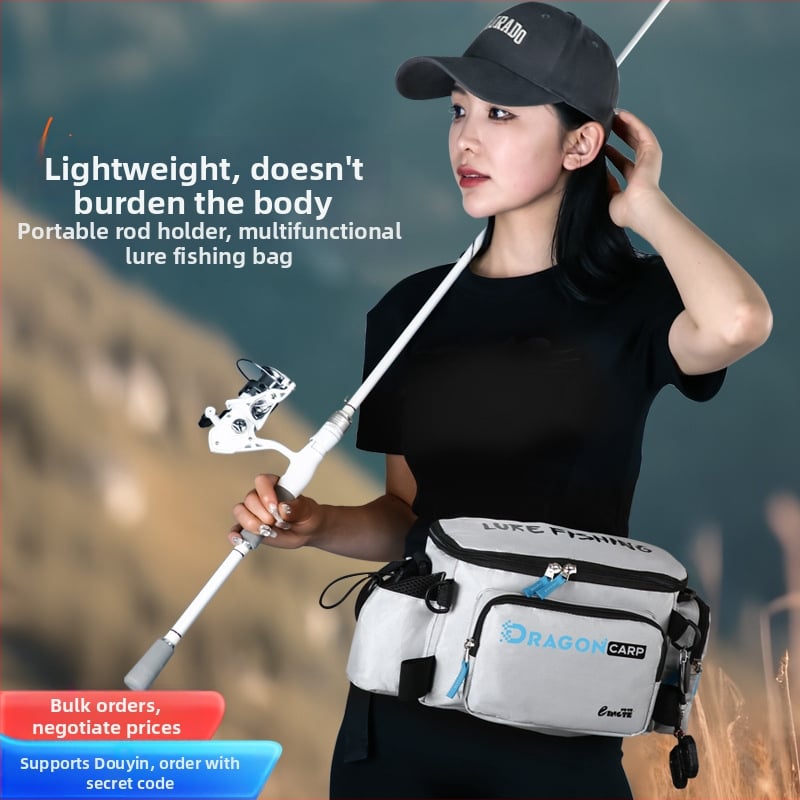 Torba za morski ribolov, najlon, držač štapa i role, višenamjenska pojasna torba, nije vodootporna