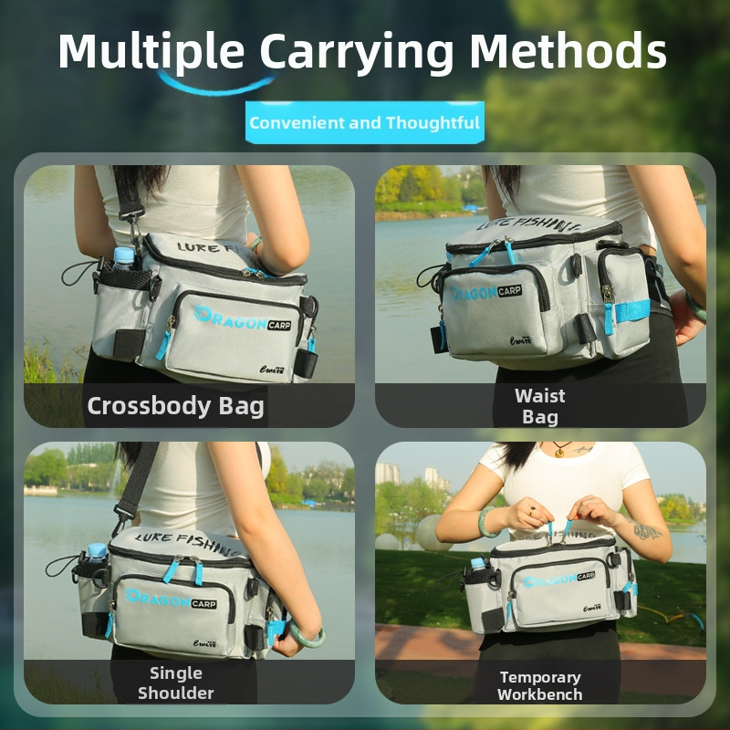 Чанта за морски риболов, нейлонова материя, държач за пръчки и макари, мултифункционална поясна чанта, не водоустойчива