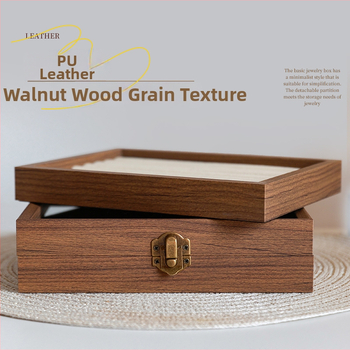 Kutija za nakit s uzorkom orahovog drveta, 9 pregrada, otporna na prašinu, prijenosna, retro stil