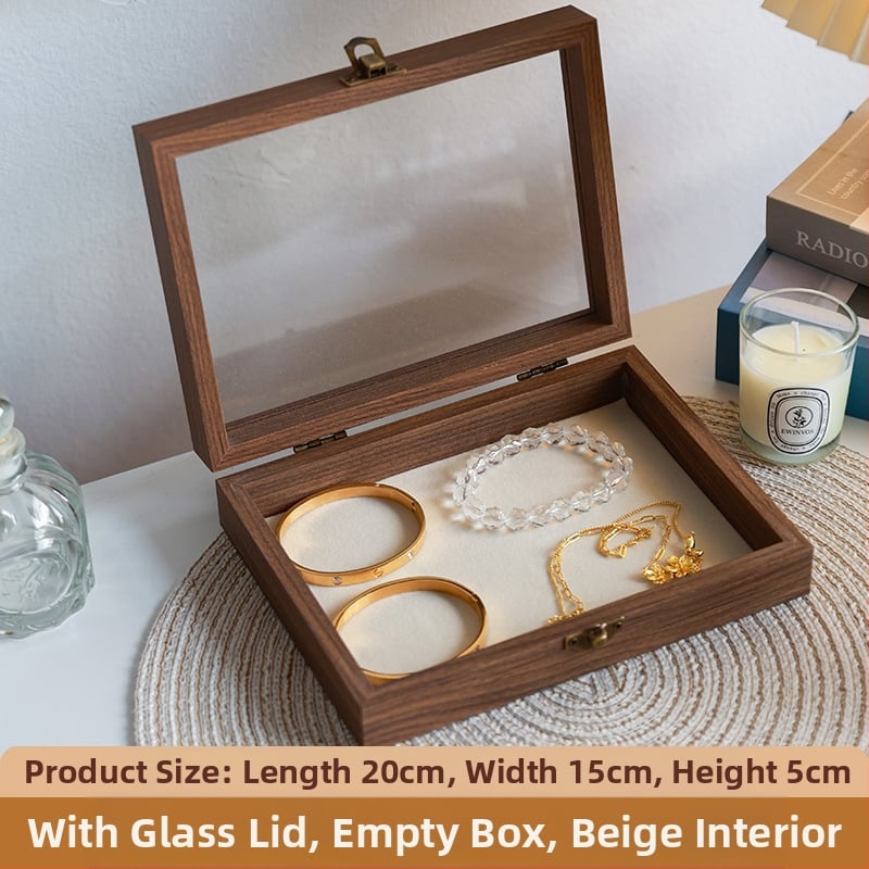 Kutija za nakit s uzorkom orahovog drveta, 9 pregrada, otporna na prašinu, prijenosna, retro stil