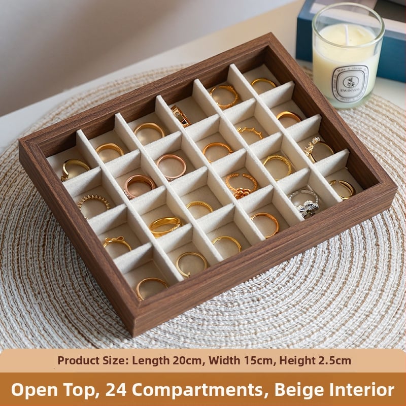 Kutija za nakit s uzorkom orahovog drveta, 9 pregrada, otporna na prašinu, prijenosna, retro stil