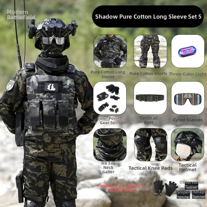 Vaikų taktinė liemenė su kamufližu, 100% medvilnė, greitai džiūsta, kvėpuojanti, atspari dėvėjimuisi, universali