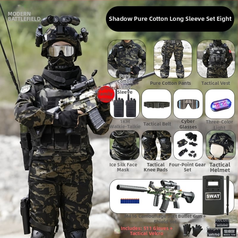 Vaikų taktinė liemenė su kamufližu, 100% medvilnė, greitai džiūsta, kvėpuojanti, atspari dėvėjimuisi, universali