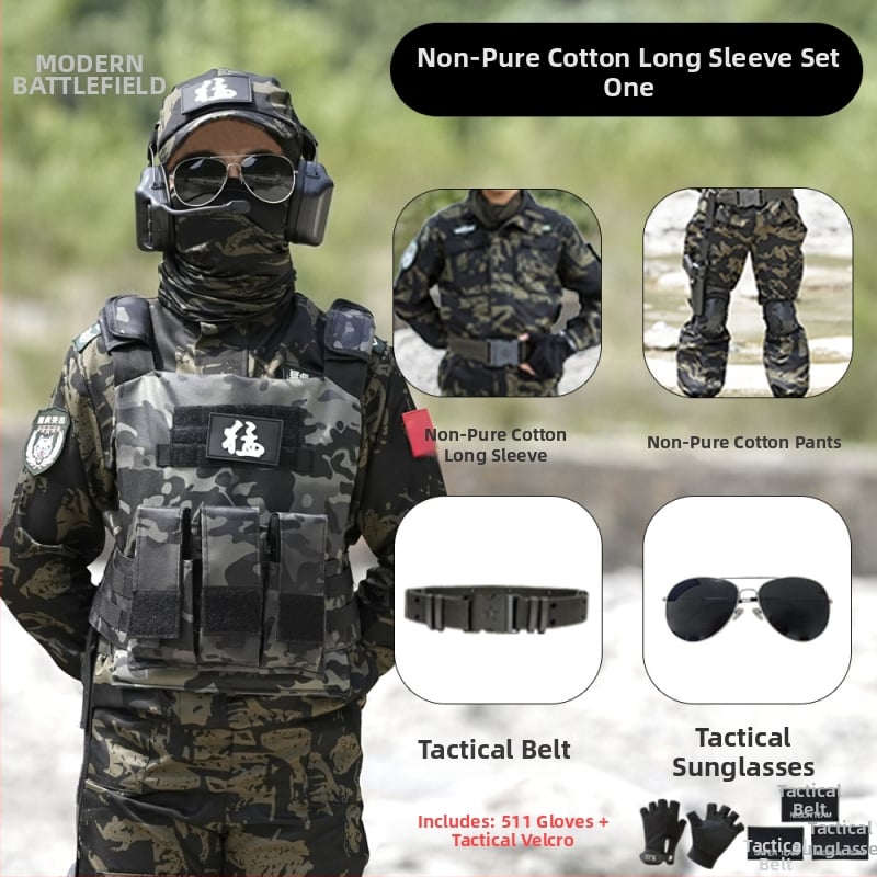 Vaikų taktinė liemenė su kamufližu, 100% medvilnė, greitai džiūsta, kvėpuojanti, atspari dėvėjimuisi, universali