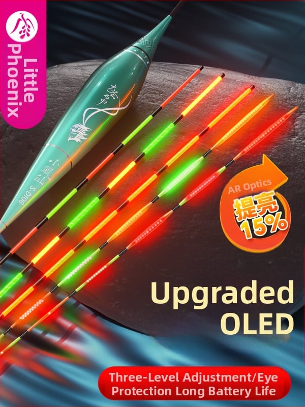 OLED риболовен поплавък с луминесценция – променящ цвят, интерлокирана твърда опашка, Nano материал и изключително чувствително откриване на ухапване