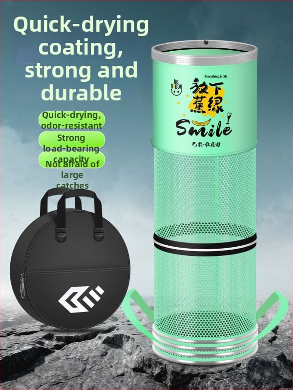 Alumiiniumist sulam ringiga kala kaitse, nailonkattega, kokkupandav nailonist kala kaitse, ümmargune võrgukott