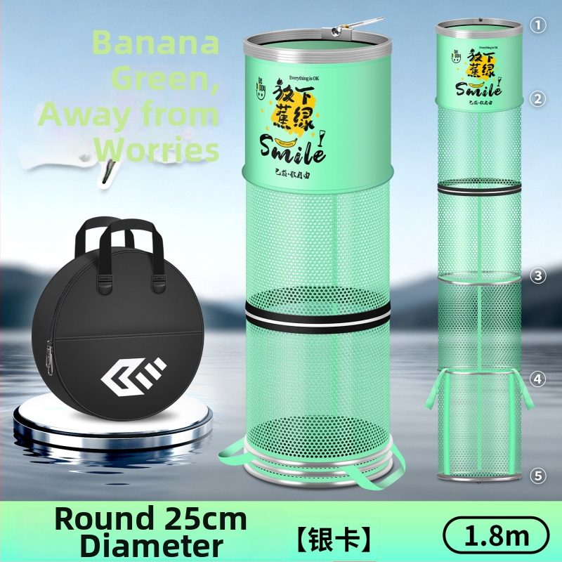 Alumiiniumist sulam ringiga kala kaitse, nailonkattega, kokkupandav nailonist kala kaitse, ümmargune võrgukott