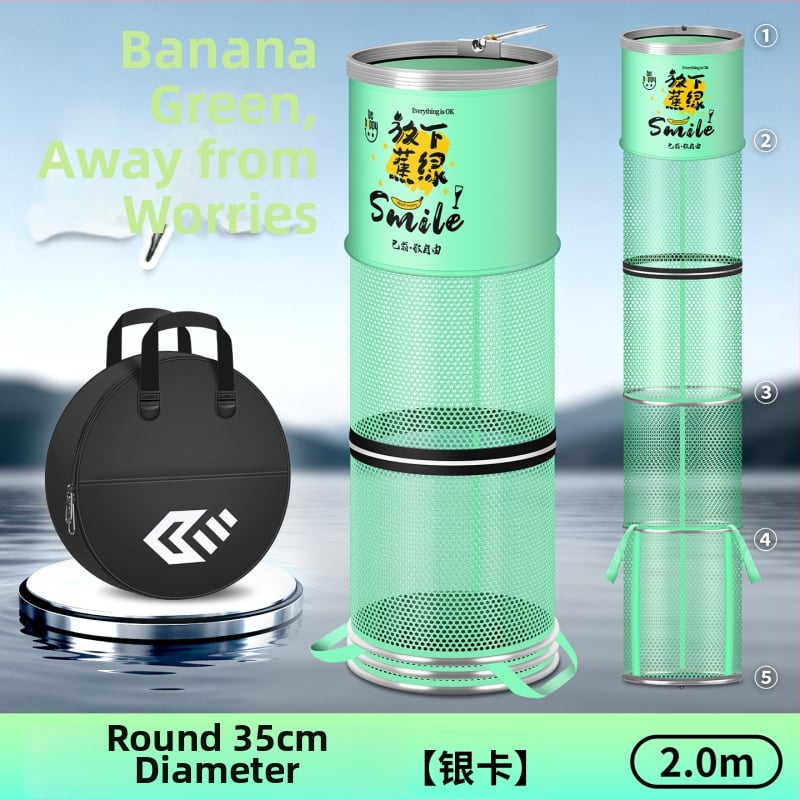 Alumiiniumist sulam ringiga kala kaitse, nailonkattega, kokkupandav nailonist kala kaitse, ümmargune võrgukott