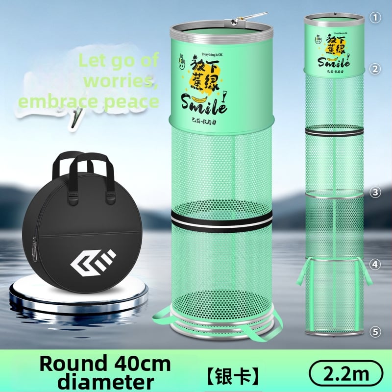 Alumiiniumist sulam ringiga kala kaitse, nailonkattega, kokkupandav nailonist kala kaitse, ümmargune võrgukott