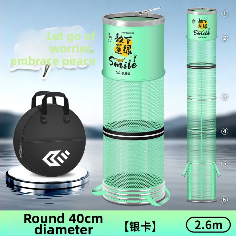 Alumiiniumist sulam ringiga kala kaitse, nailonkattega, kokkupandav nailonist kala kaitse, ümmargune võrgukott