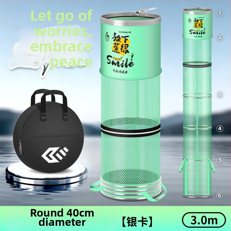 Alumiiniumist sulam ringiga kala kaitse, nailonkattega, kokkupandav nailonist kala kaitse, ümmargune võrgukott