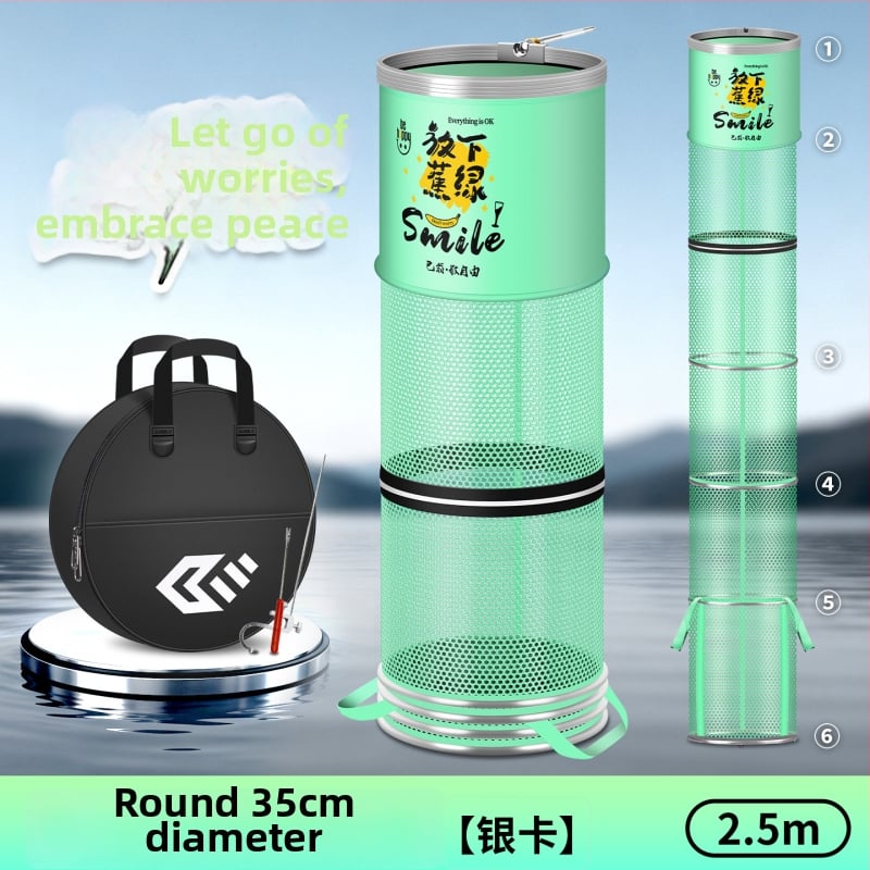 Alumiiniumist sulam ringiga kala kaitse, nailonkattega, kokkupandav nailonist kala kaitse, ümmargune võrgukott