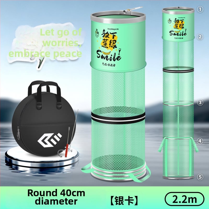 Alumiiniumist sulam ringiga kala kaitse, nailonkattega, kokkupandav nailonist kala kaitse, ümmargune võrgukott