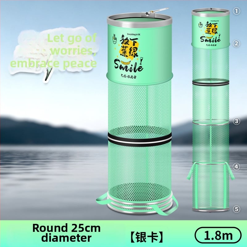 Alumiiniumist sulam ringiga kala kaitse, nailonkattega, kokkupandav nailonist kala kaitse, ümmargune võrgukott