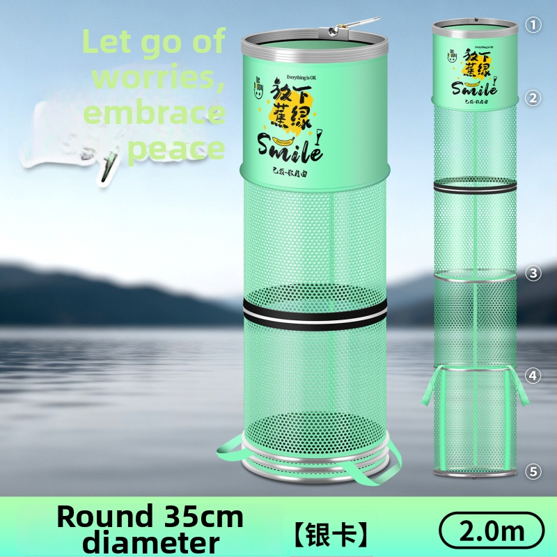 Alumiiniumist sulam ringiga kala kaitse, nailonkattega, kokkupandav nailonist kala kaitse, ümmargune võrgukott