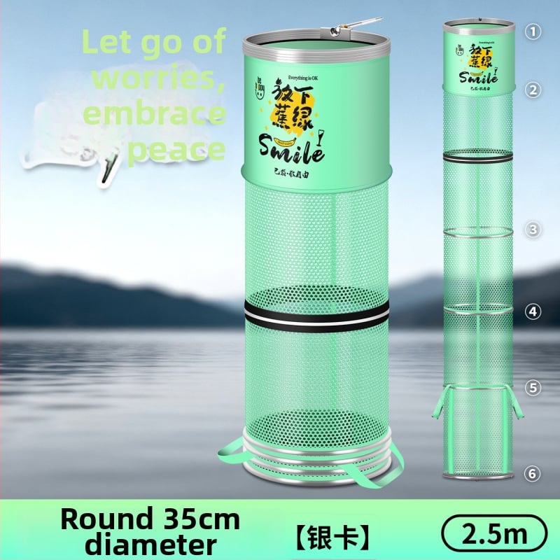 Alumiiniumist sulam ringiga kala kaitse, nailonkattega, kokkupandav nailonist kala kaitse, ümmargune võrgukott