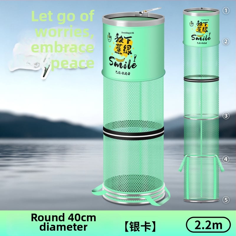 Alumiiniumist sulam ringiga kala kaitse, nailonkattega, kokkupandav nailonist kala kaitse, ümmargune võrgukott