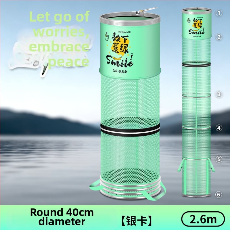 Alumiiniumist sulam ringiga kala kaitse, nailonkattega, kokkupandav nailonist kala kaitse, ümmargune võrgukott