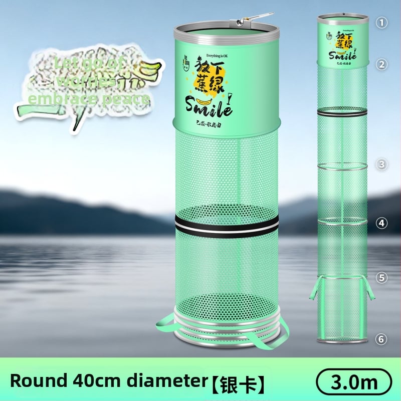 Alumiiniumist sulam ringiga kala kaitse, nailonkattega, kokkupandav nailonist kala kaitse, ümmargune võrgukott