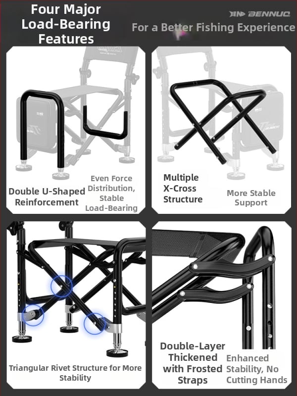 Benno žvejybos kėdė iš aliuminio lydinio, sulankstoma, nešiojama, daugiafunkcinė