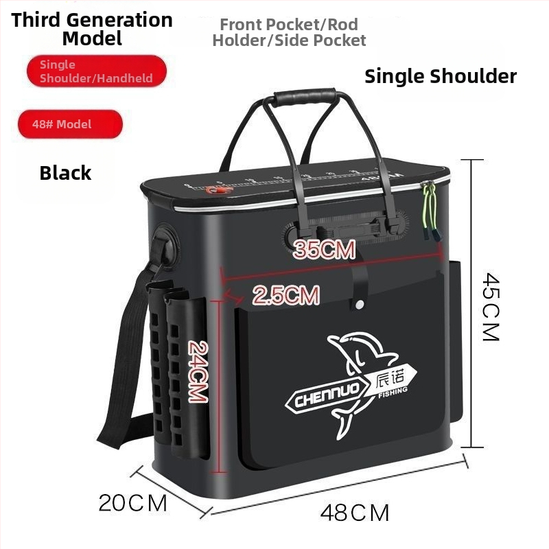 Сгъваема риболовна кофа от дебело EVA със презрамка за рамо за живи риби