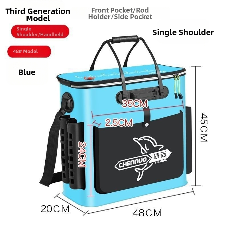 Сгъваема риболовна кофа от дебело EVA със презрамка за рамо за живи риби