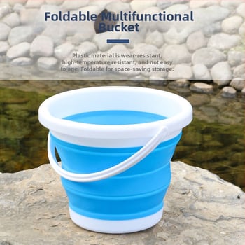 Silikoonist kalastusämber — paksenenud, kaasaskantav, vee kogumiseks ja kätepesuks.