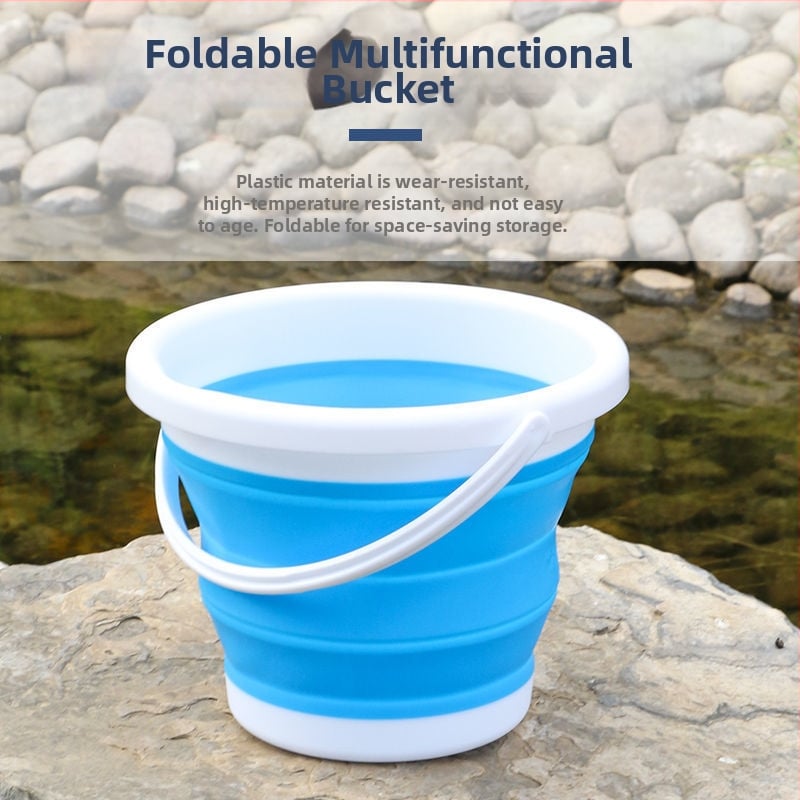 Silikoonist kalastusämber — paksenenud, kaasaskantav, vee kogumiseks ja kätepesuks.