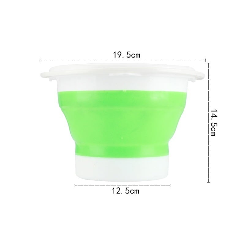 Silikoonist kalastusämber — paksenenud, kaasaskantav, vee kogumiseks ja kätepesuks.