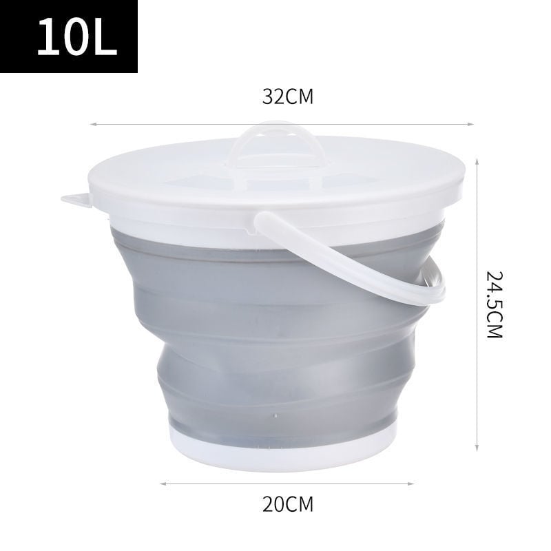 Silikoonist kalastusämber — paksenenud, kaasaskantav, vee kogumiseks ja kätepesuks.