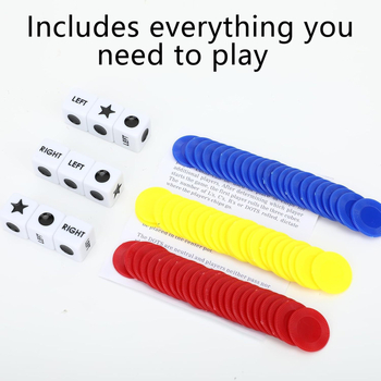 Left Center Right LRC Dice Set – acrilic, colțuri rotunjite, cutie personalizabilă, pentru jocuri de cărți și jocuri de societate