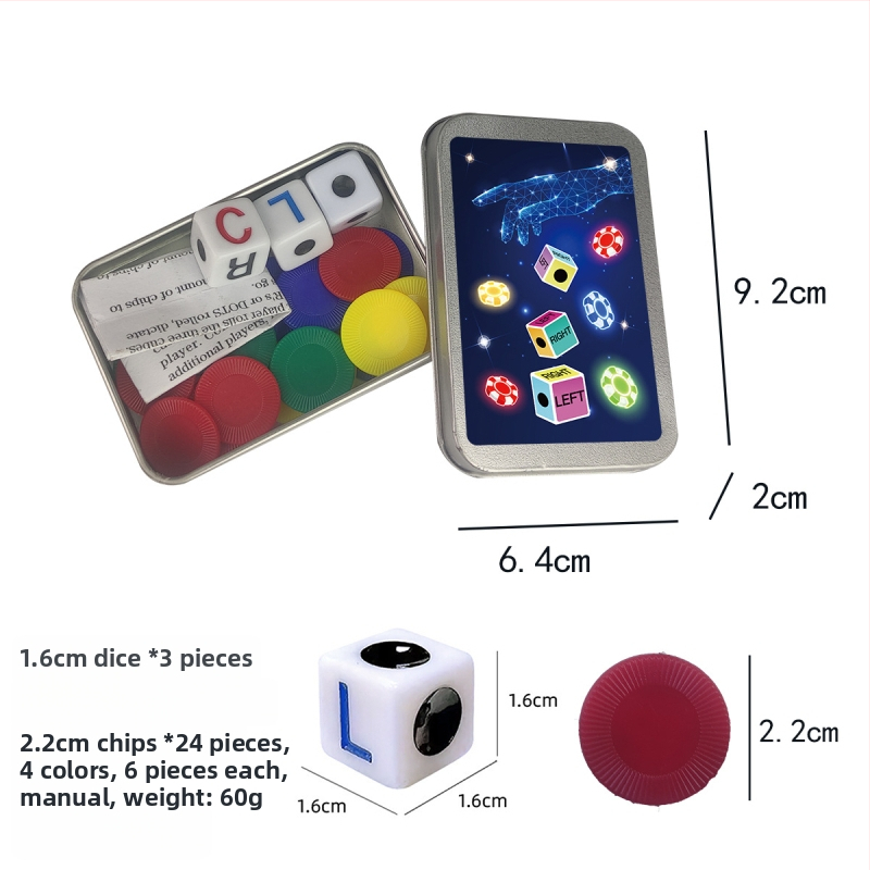 Left Center Right LRC Dice Set – acrilic, colțuri rotunjite, cutie personalizabilă, pentru jocuri de cărți și jocuri de societate