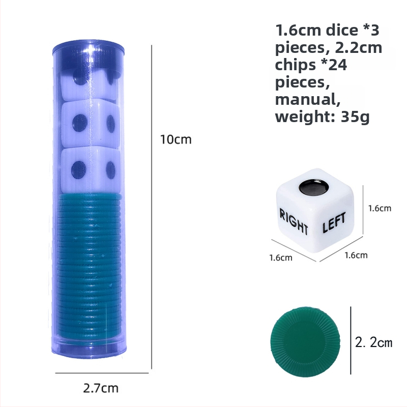 Left Center Right LRC Dice Set – acrilic, colțuri rotunjite, cutie personalizabilă, pentru jocuri de cărți și jocuri de societate