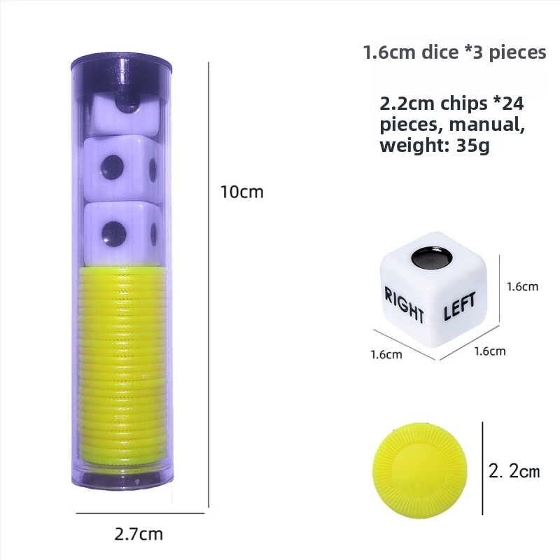 Left Center Right LRC Dice Set – acrilic, colțuri rotunjite, cutie personalizabilă, pentru jocuri de cărți și jocuri de societate