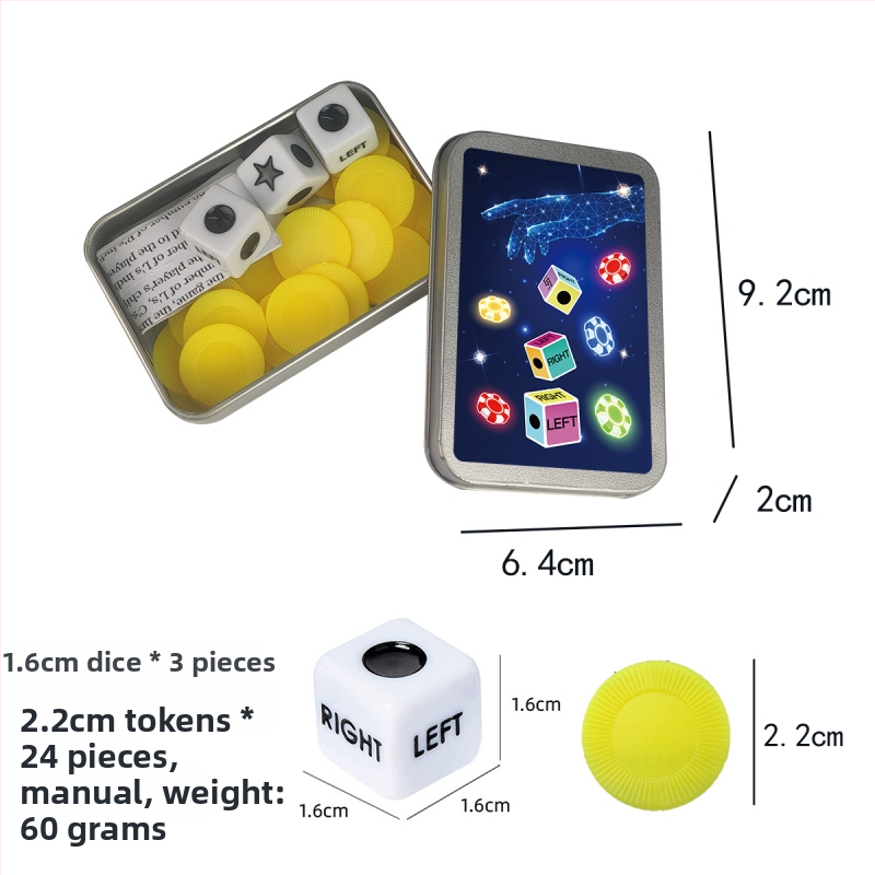 Left Center Right LRC Dice Set – acrilic, colțuri rotunjite, cutie personalizabilă, pentru jocuri de cărți și jocuri de societate